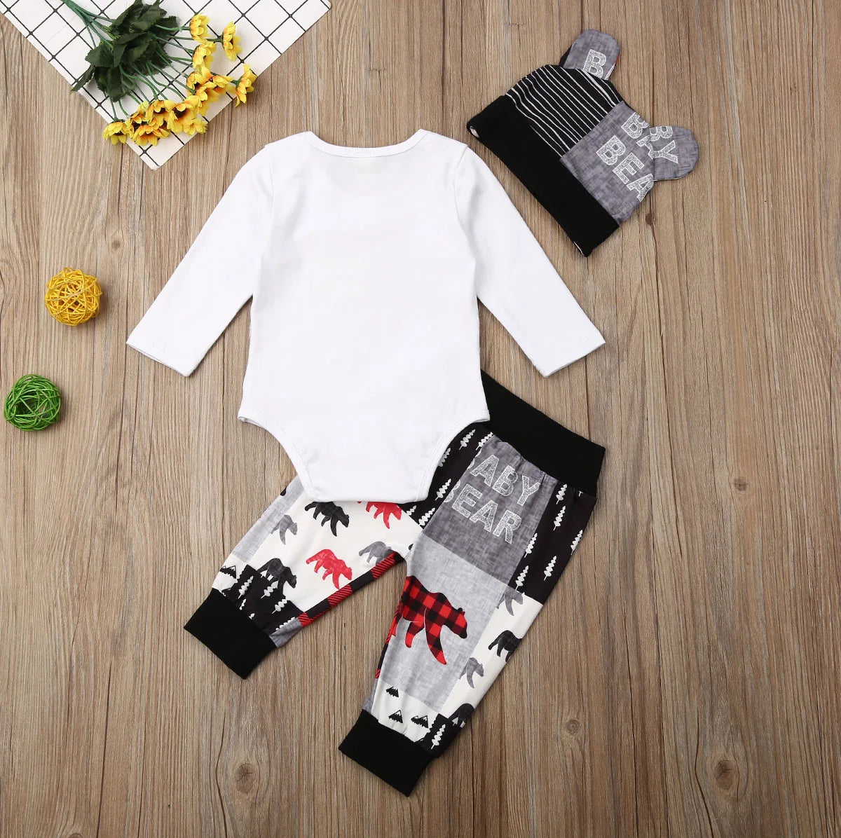 Baby Boy Bear Romper Outfit Set