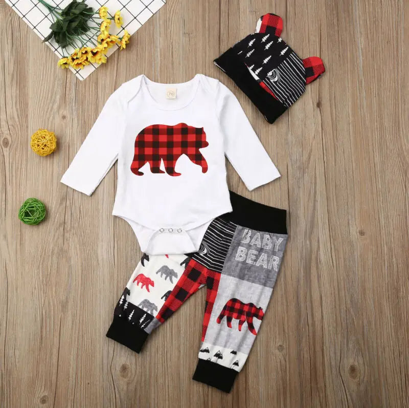 Baby Boy Bear Romper Outfit Set