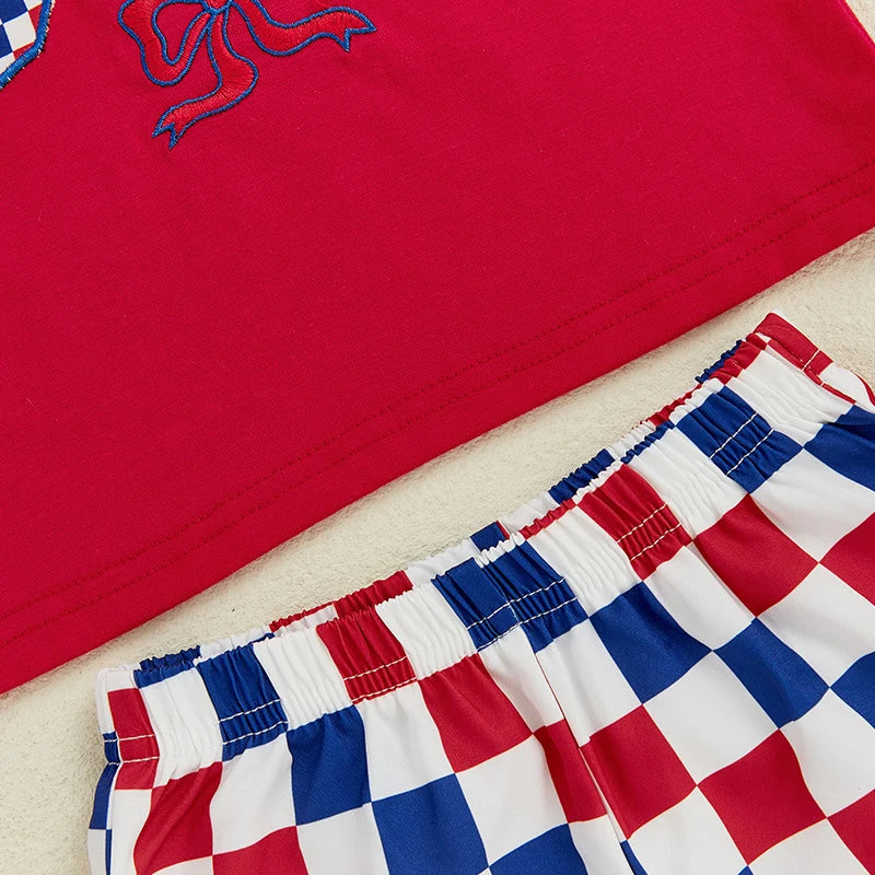 Boys USA Tee + Plaid Shorts Set