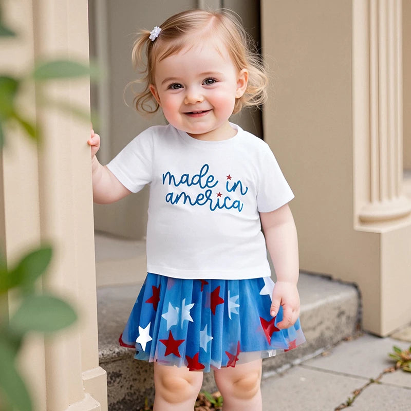 4th of July Girls Tee + Skirt Set