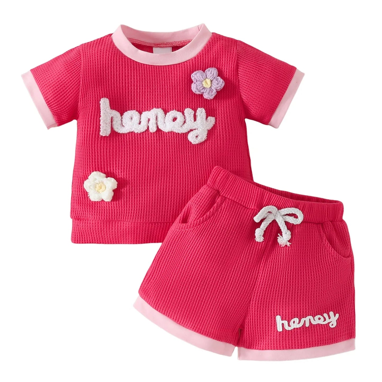 Girls Floral Short Sleeve Tops Set