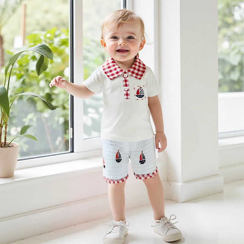 4th of July Boys Lapel Tee + Shorts