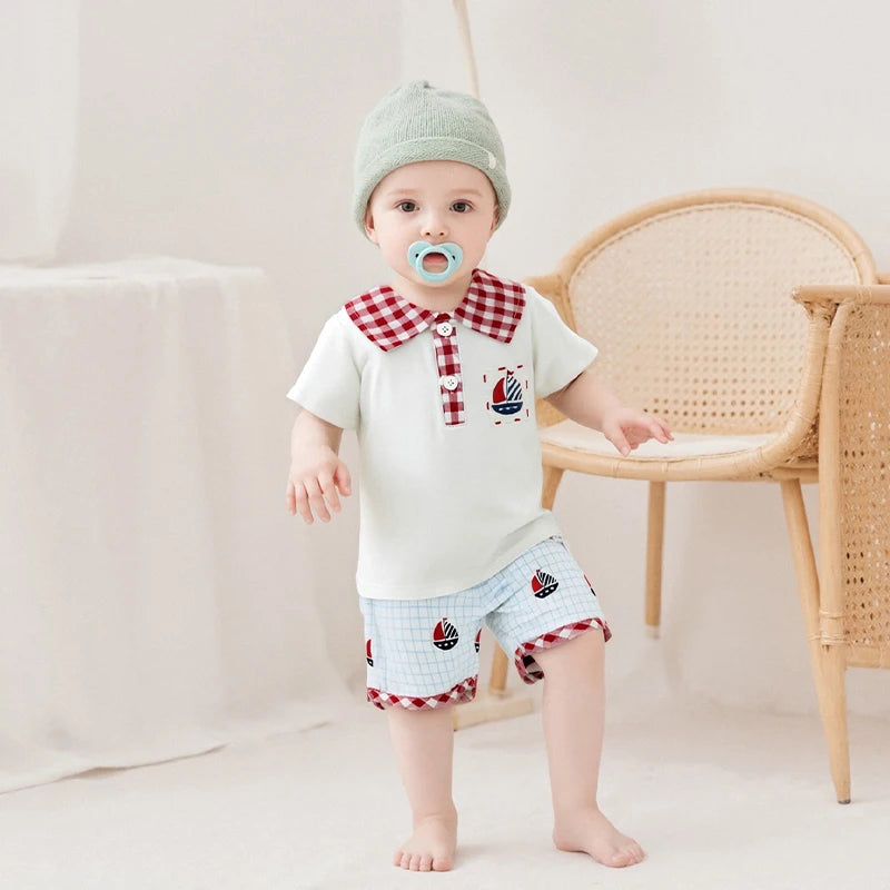4th of July Boys Lapel Tee + Shorts