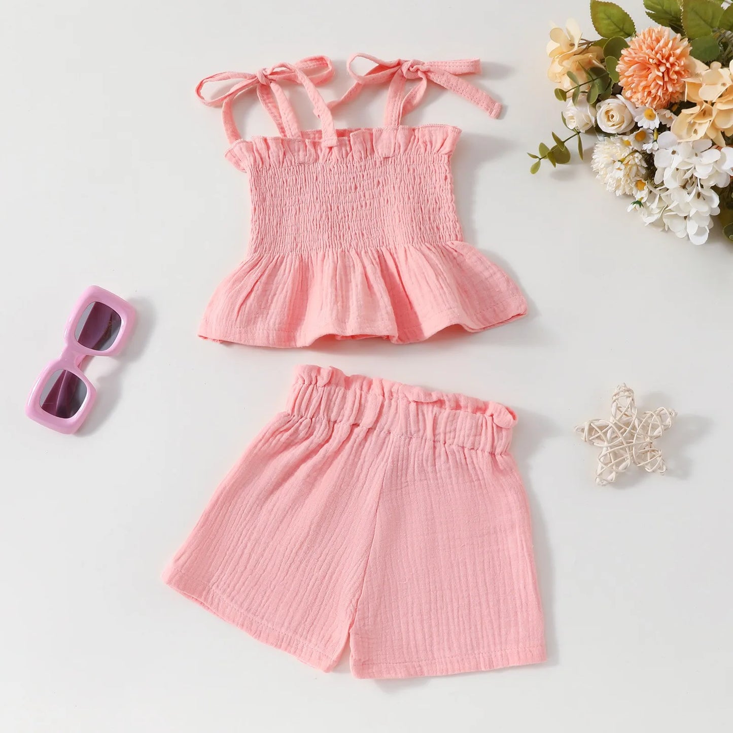 Baby Girls Linen Tank + Pants Set