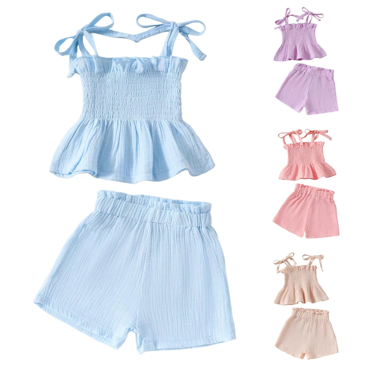 Baby Girls Linen Tank + Pants Set