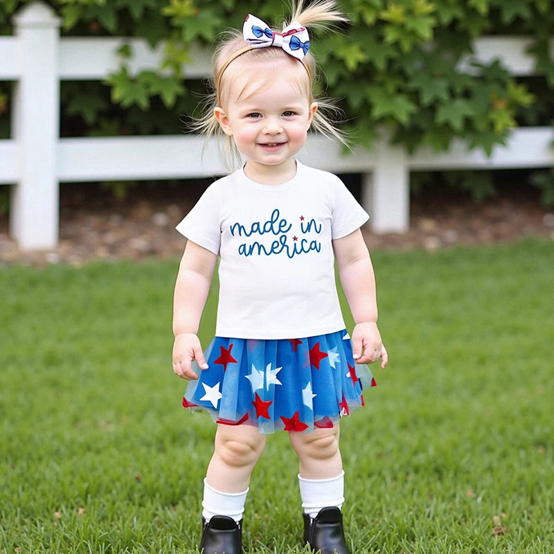 4th of July Girls Tee + Skirt Set