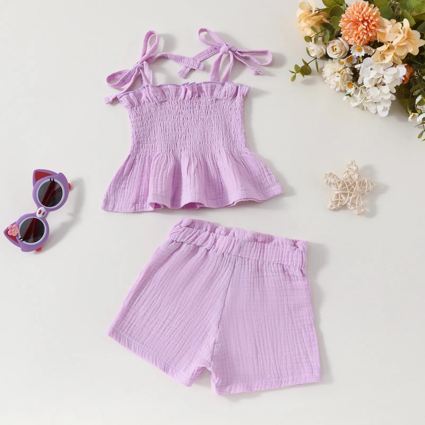 Baby Girls Linen Tank + Pants Set