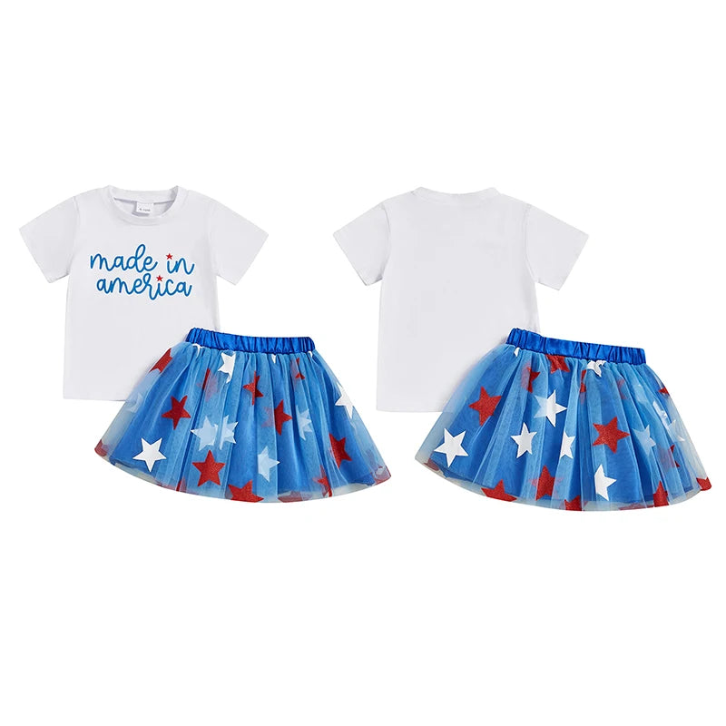 4th of July Girls Tee + Skirt Set