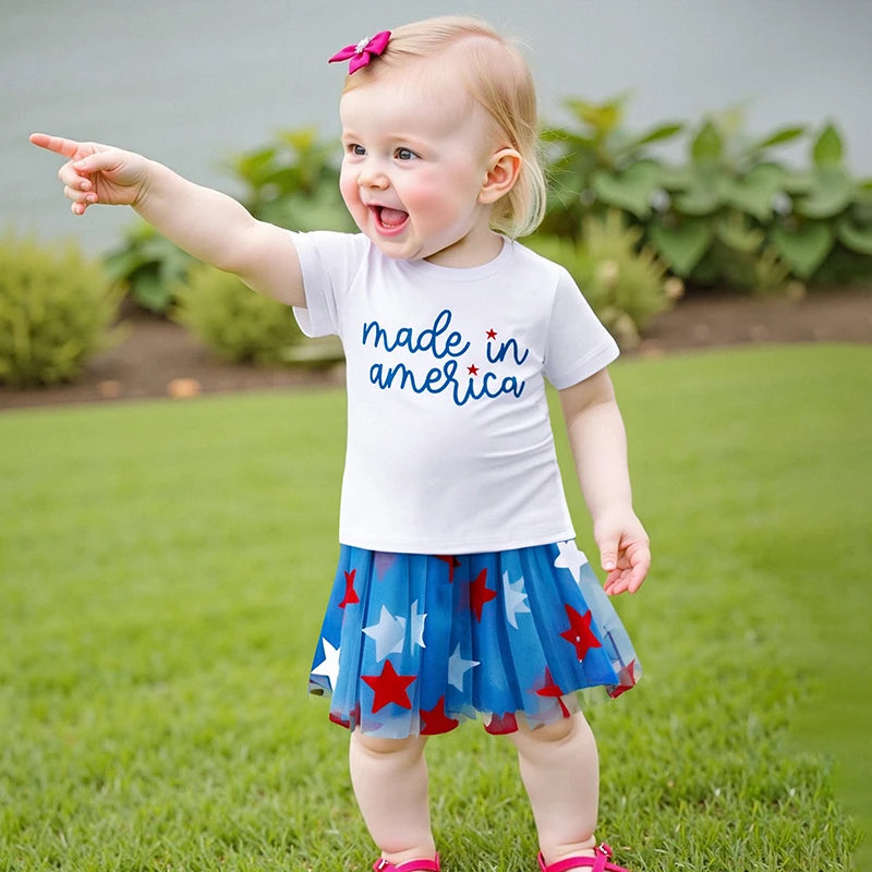4th of July Girls Tee + Skirt Set