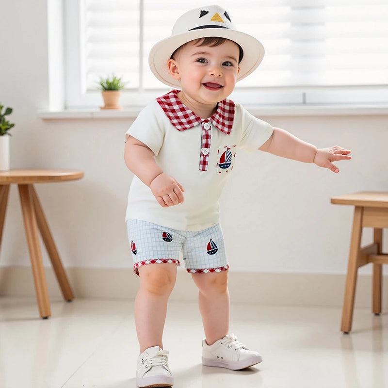 4th of July Boys Lapel Tee + Shorts