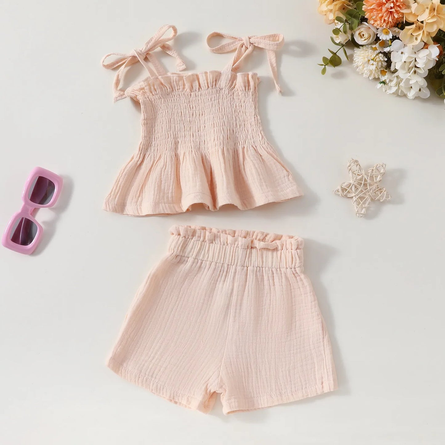 Baby Girls Linen Tank + Pants Set