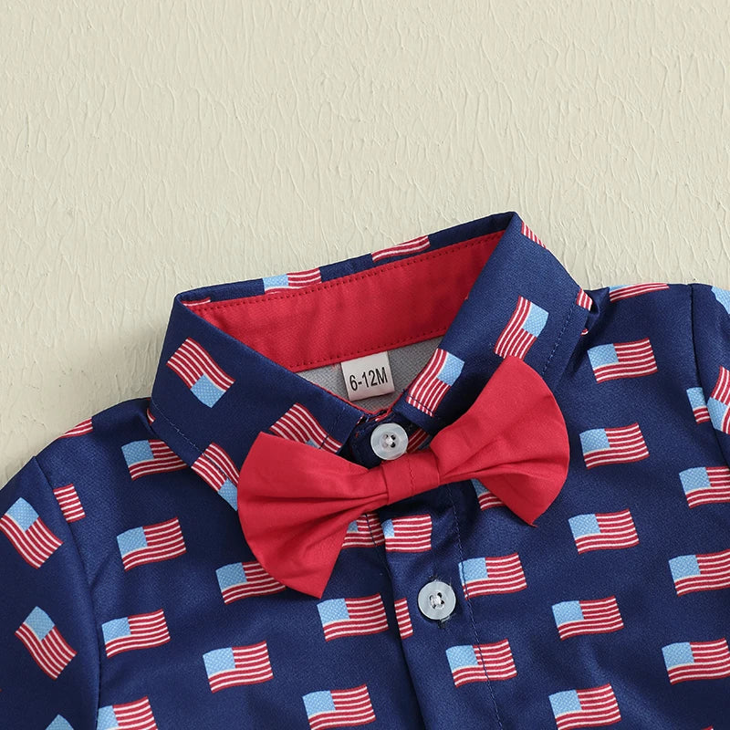 Boys Flag Bow Tie + Shorts Set