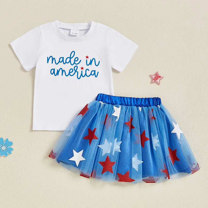 4th of July Girls Tee + Skirt Set