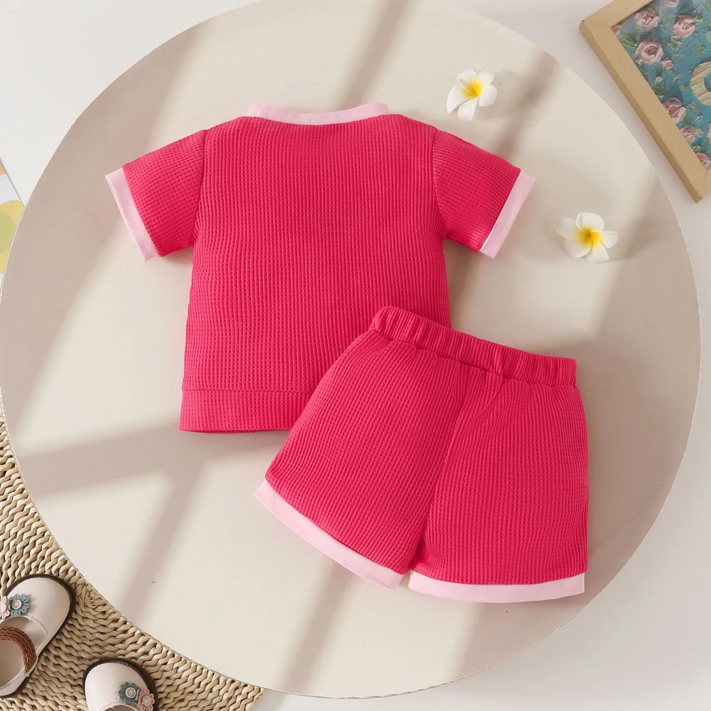 Girls Floral Short Sleeve Tops Set