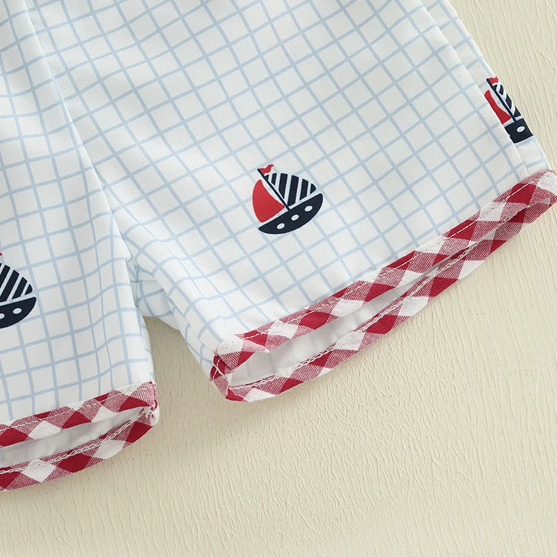 4th of July Boys Lapel Tee + Shorts