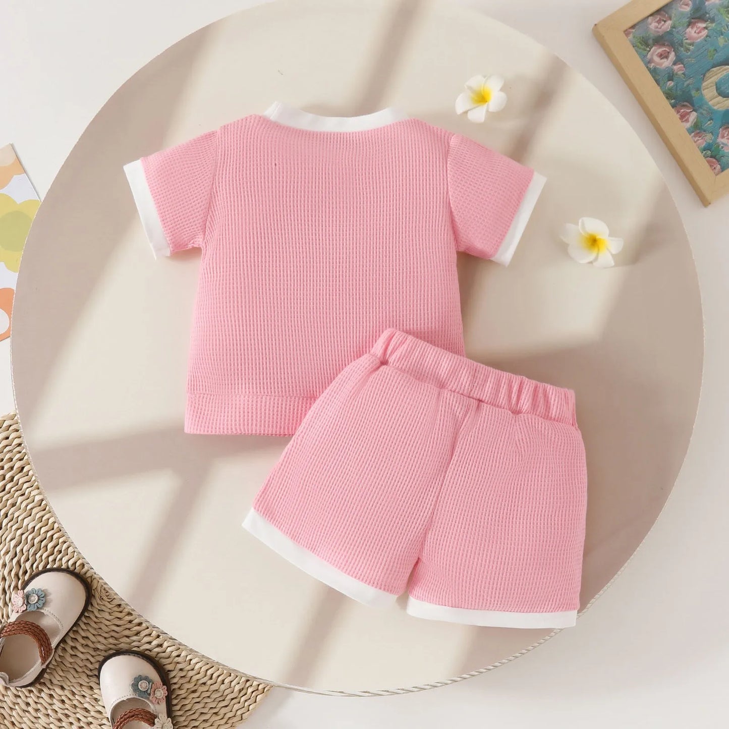 Girls Floral Short Sleeve Tops Set