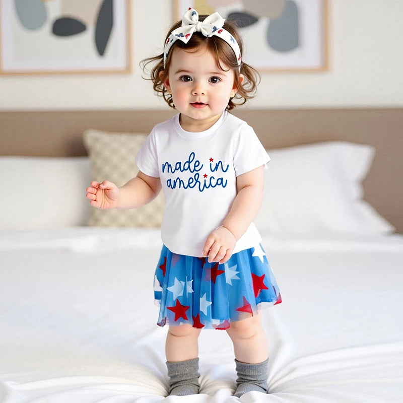 4th of July Girls Tee + Skirt Set