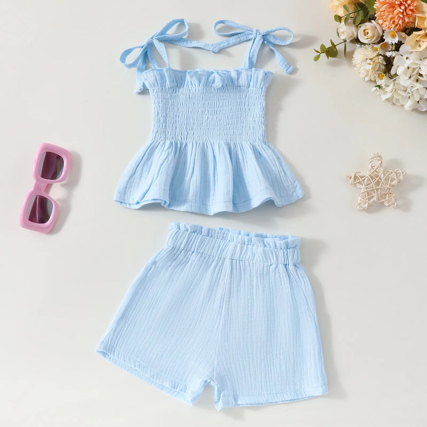 Baby Girls Linen Tank + Pants Set