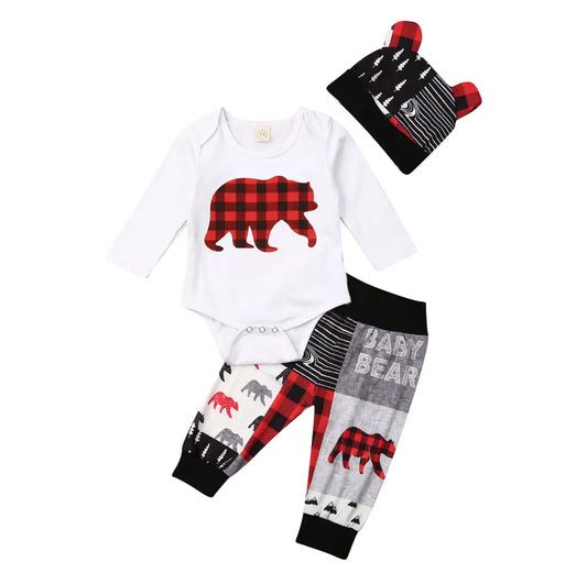 Baby Boy Bear Romper Outfit Set