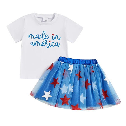 4th of July Girls Tee + Skirt Set