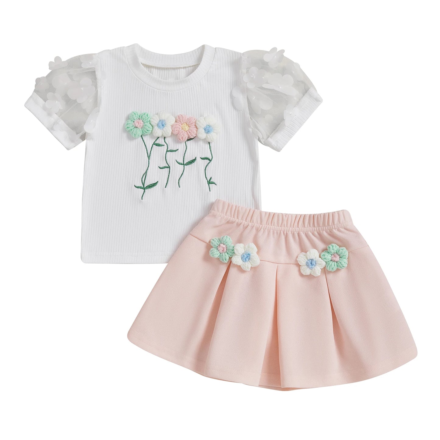 Girls Floral Tee + Shorts Set