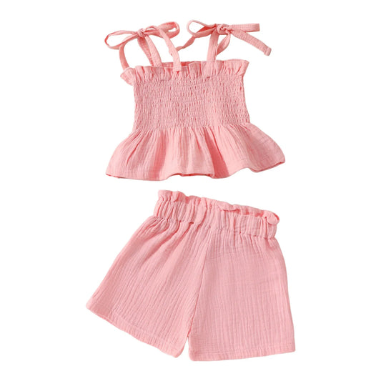 Baby Girls Linen Tank + Pants Set