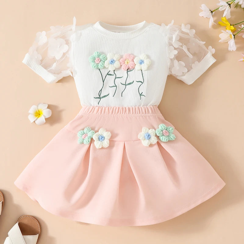 Girls Floral Tee + Shorts Set