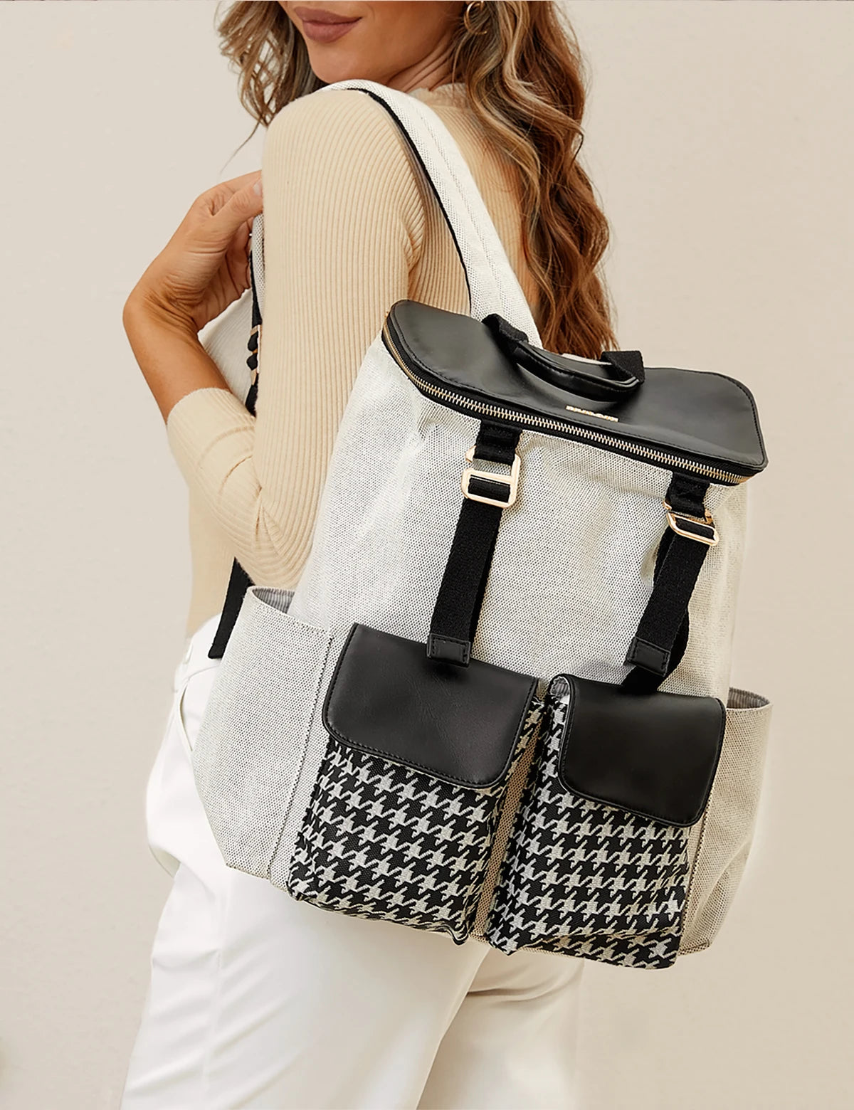 Sunveno Houndstooth Diaper Backpack