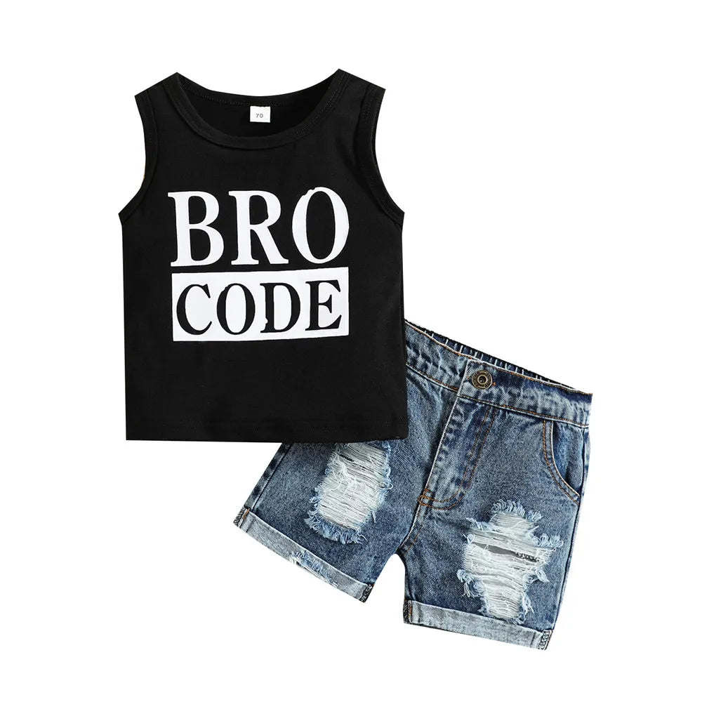 Baby Boys Tank + Denim Shorts Set