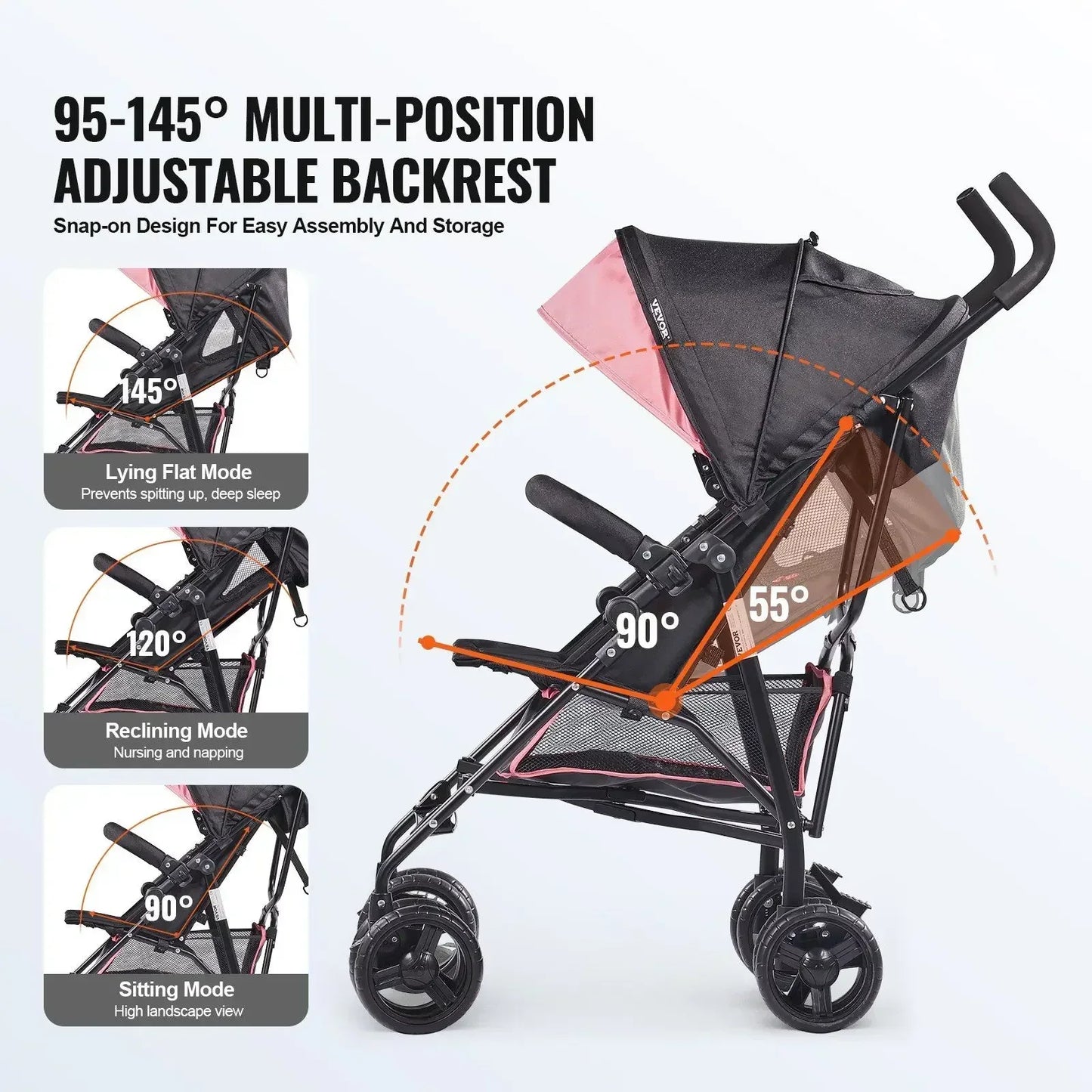 Foldable Stroller Adjustable Seat