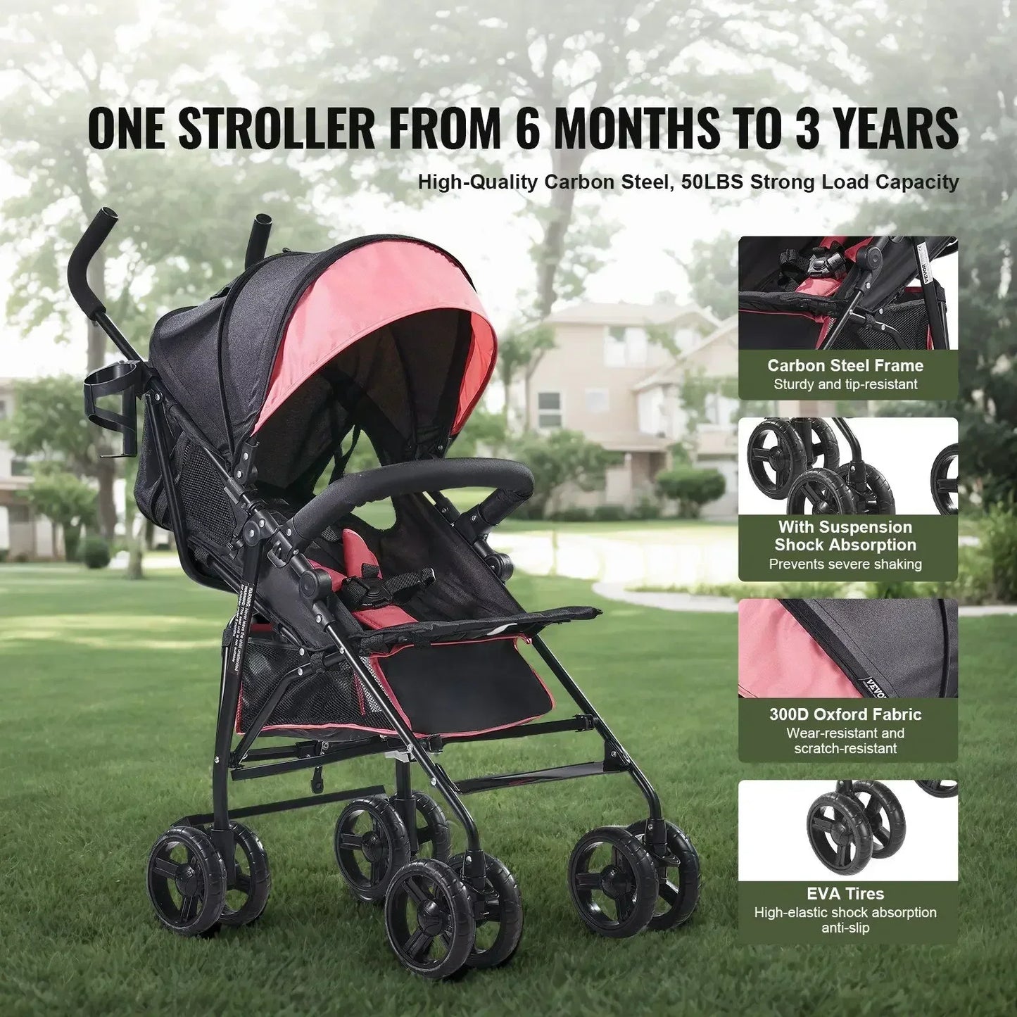 Foldable Stroller Adjustable Seat