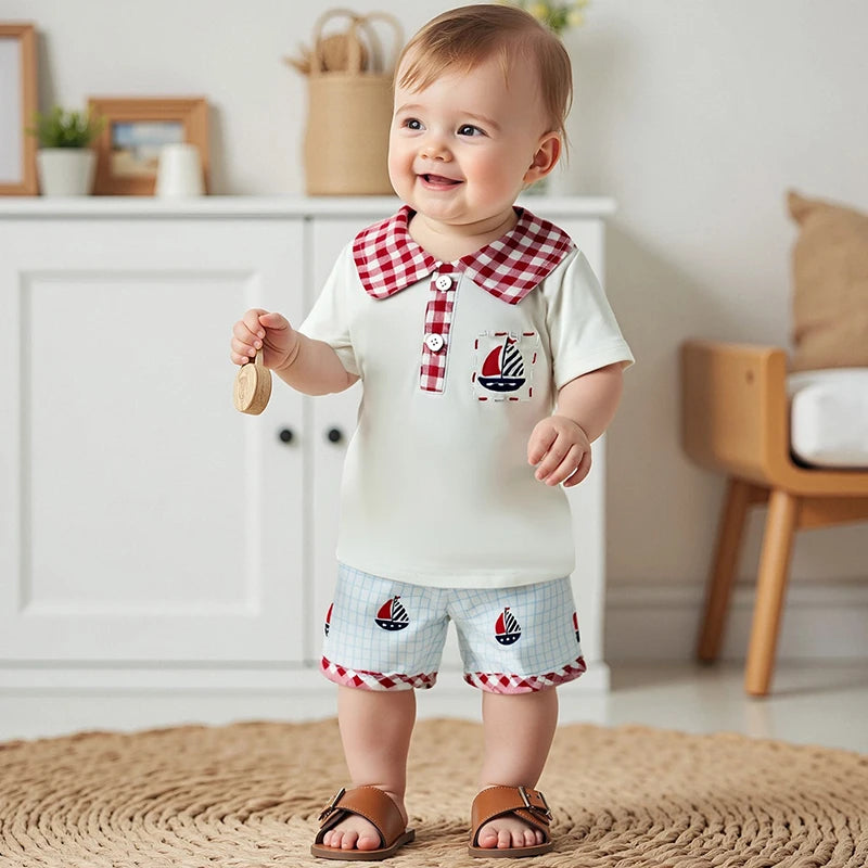4th of July Boys Lapel Tee + Shorts