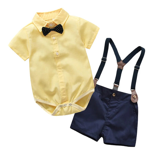 Infant Boys Bow Romper + Shorts