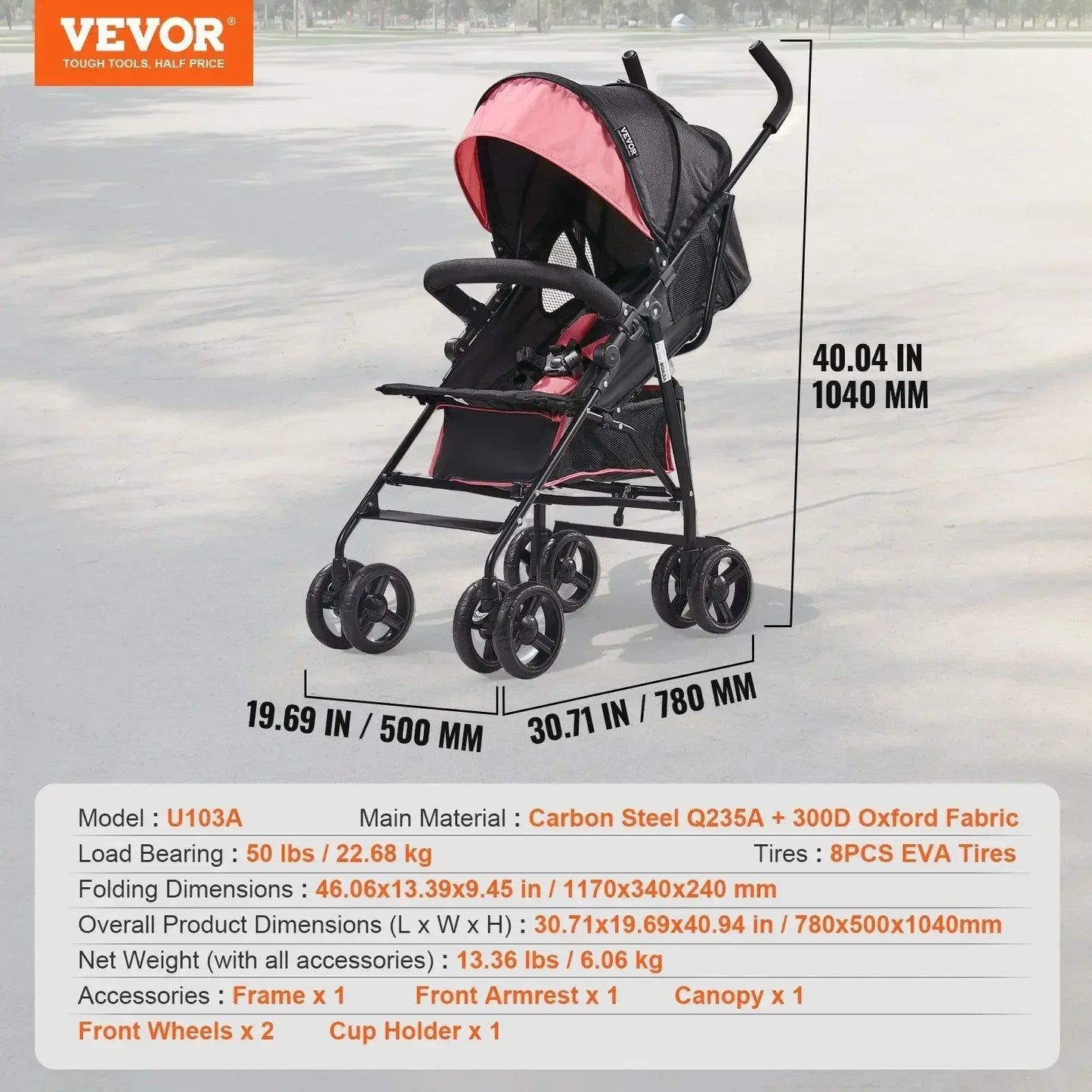 Foldable Stroller Adjustable Seat