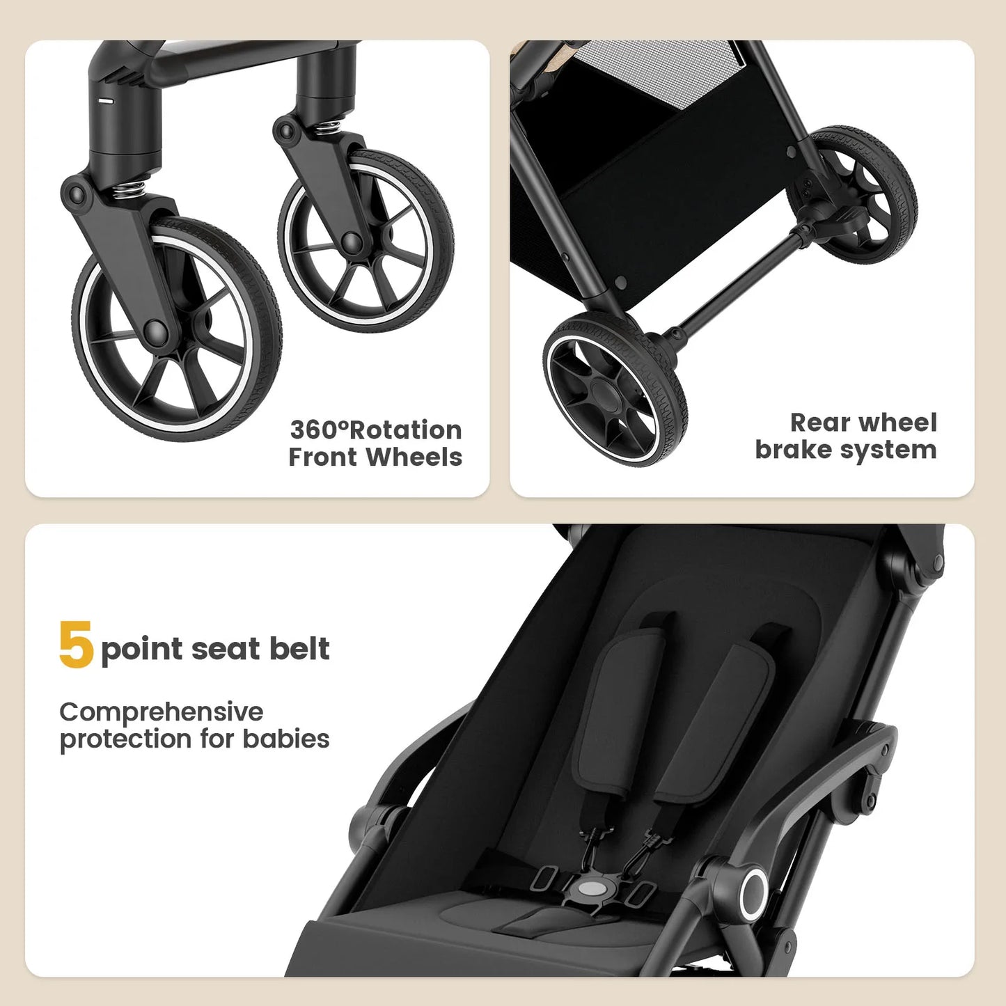 Foldable Baby Carriage Stroller Seat