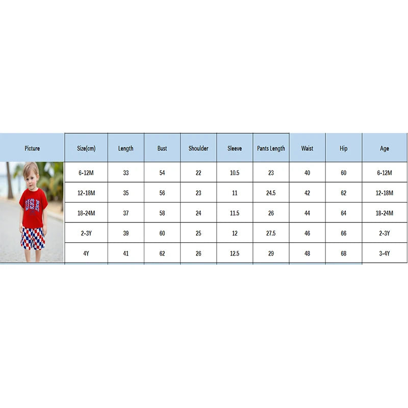 Boys USA Tee + Plaid Shorts Set