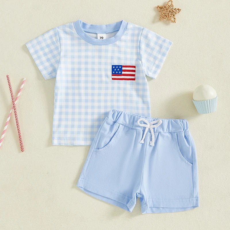 4th of July Boys Flag Tee + Shorts