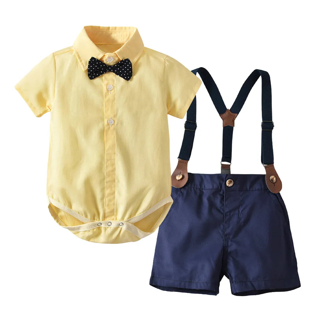 Infant Boys Bow Romper + Shorts