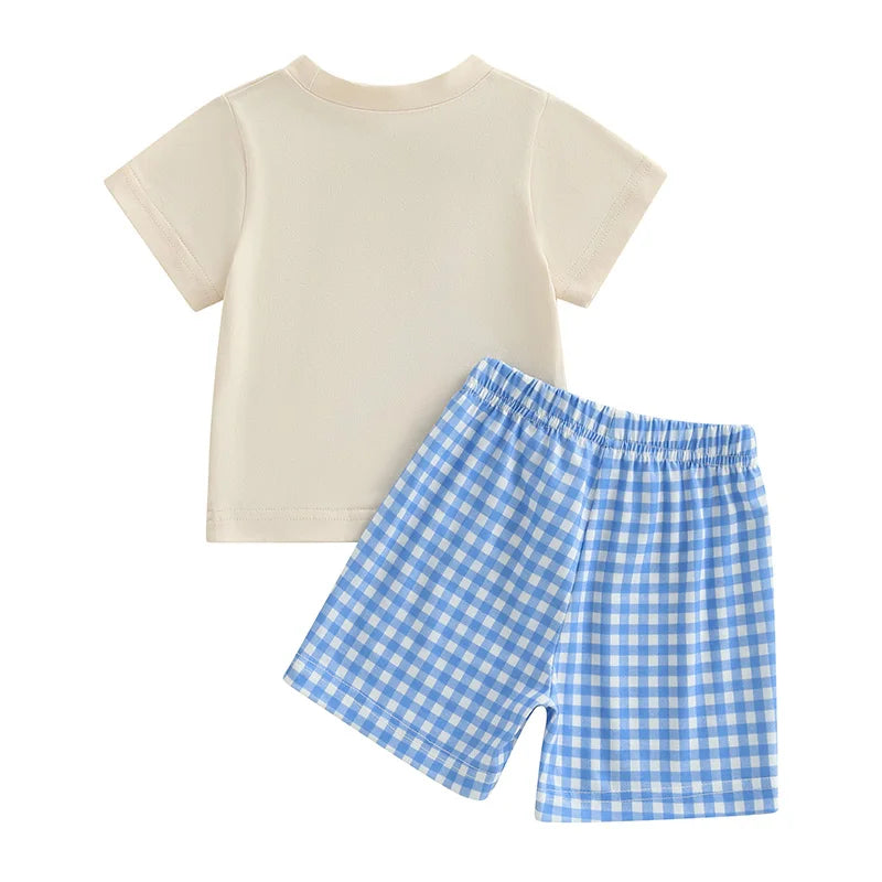 Boys Duck Tee + Plaid Shorts Set