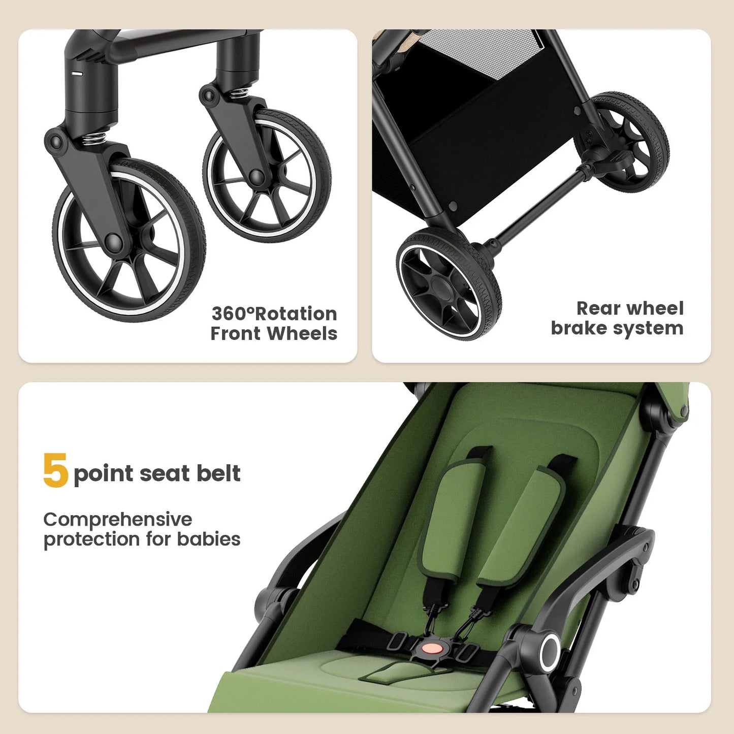 High View Swivel Travel Stroller