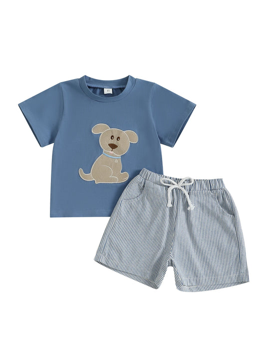 Boys Animal Tee + Striped Shorts