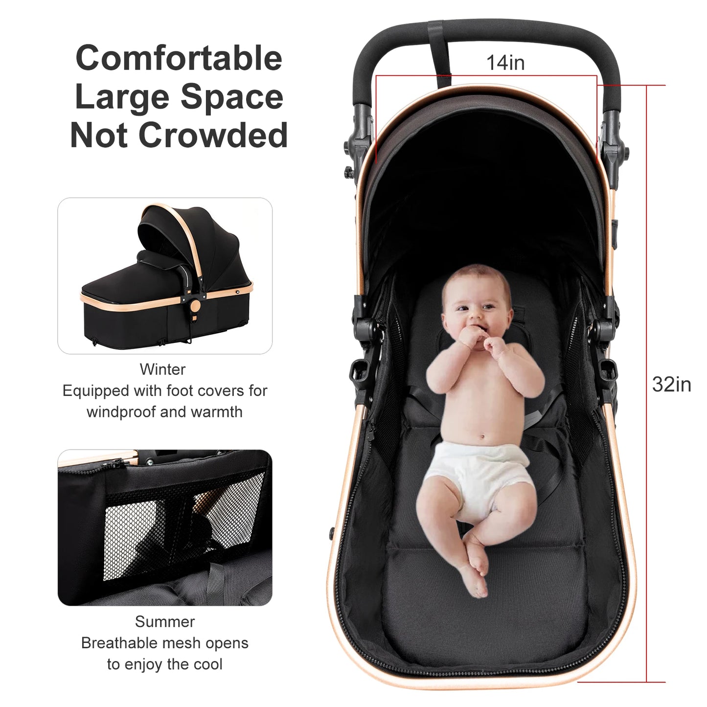 2-in-1 Baby Car Stroller