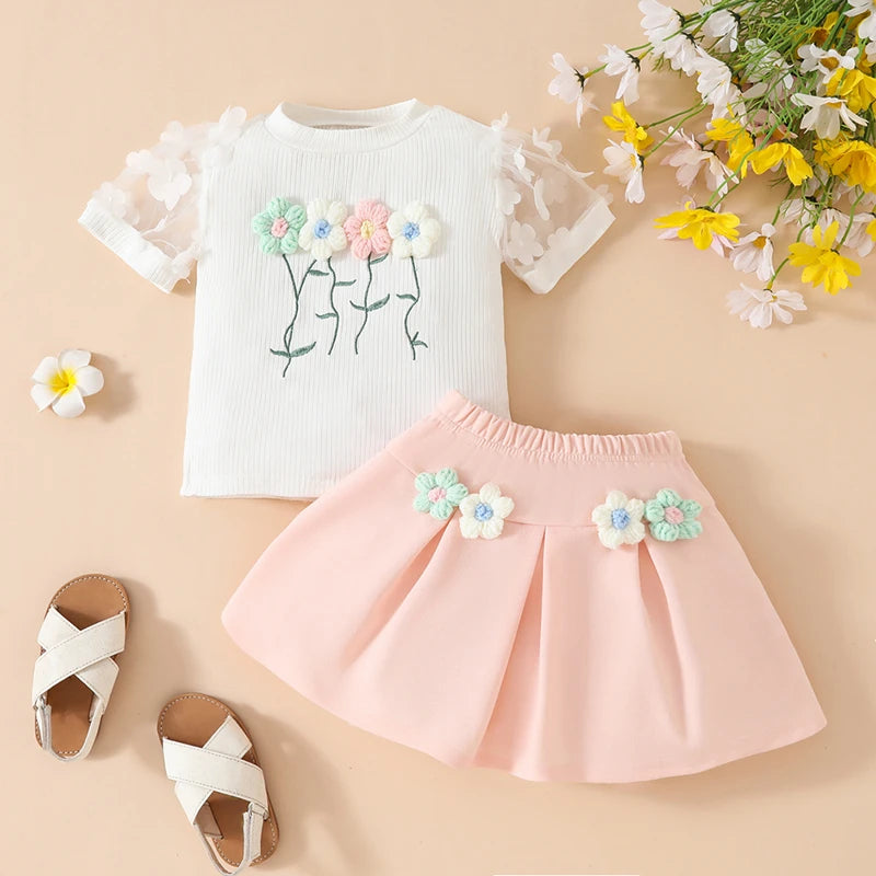 Girls Floral Tee + Shorts Set