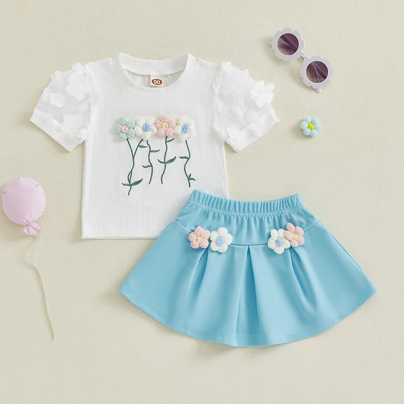 Girls Floral Tee + Shorts Set