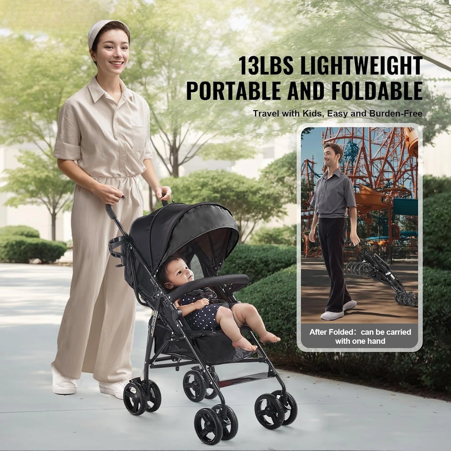 Lightweight Reclining Baby Stroller