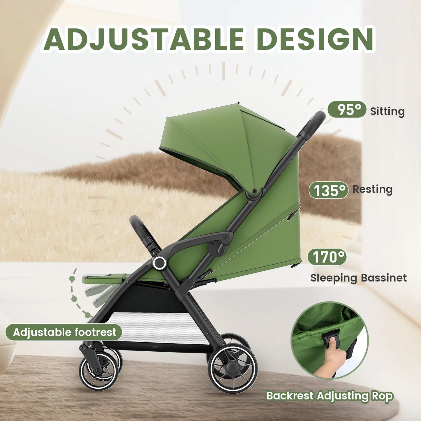 High View Swivel Travel Stroller