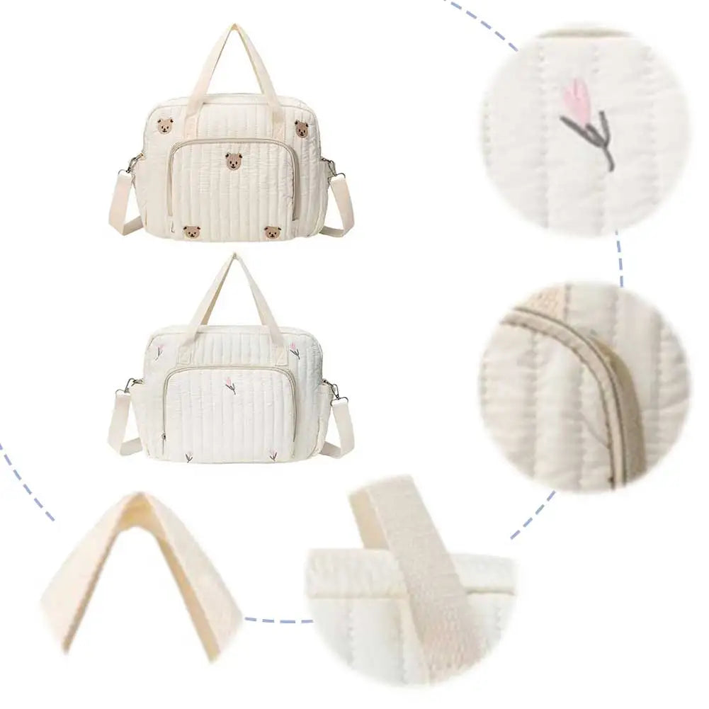 BearFlower Quilted Nappy Bag