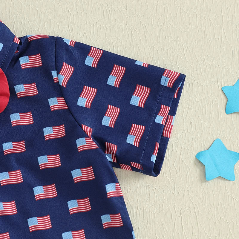 Boys Flag Bow Tie + Shorts Set