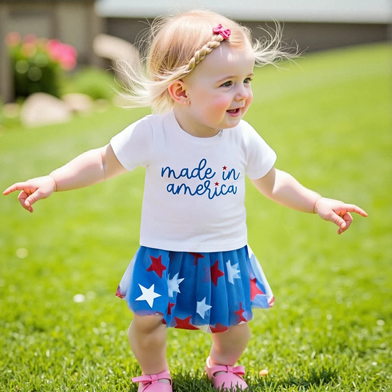 4th of July Girls Tee + Skirt Set