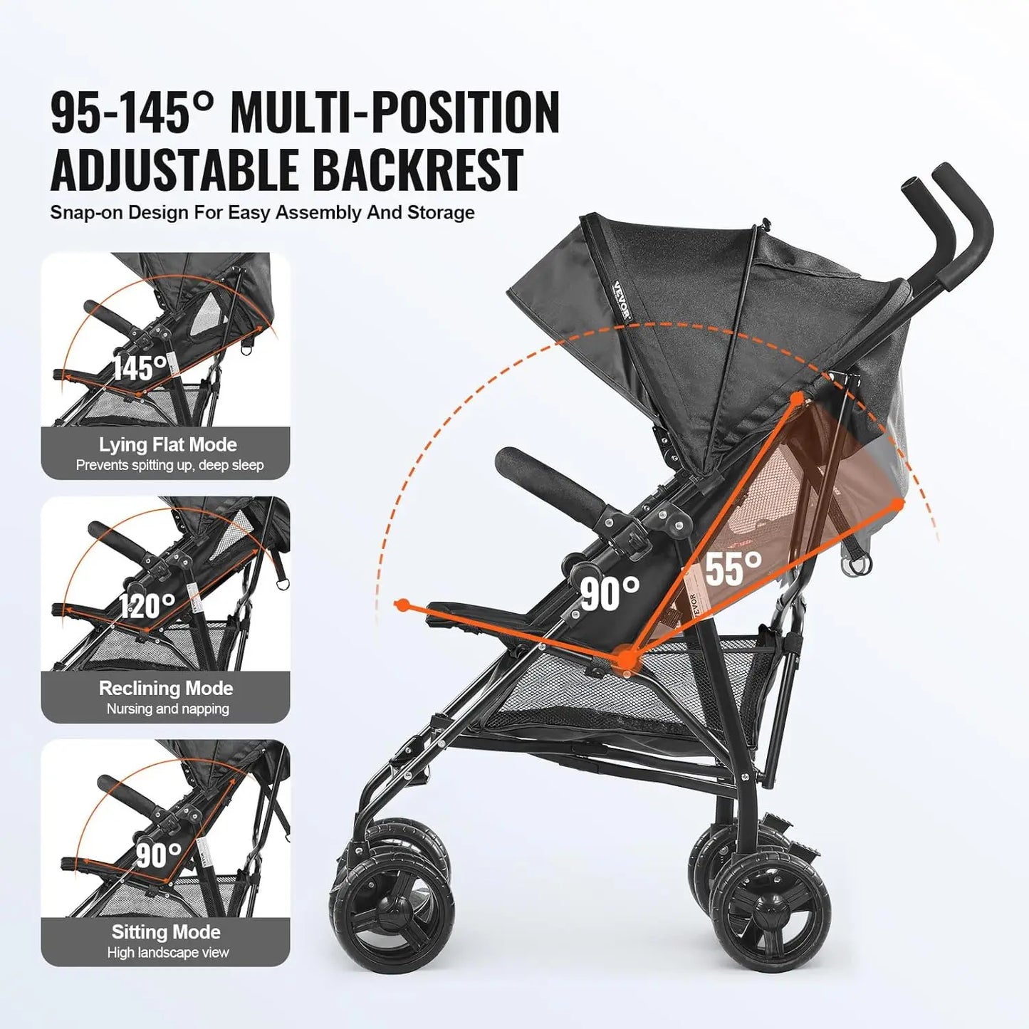 Lightweight Reclining Baby Stroller